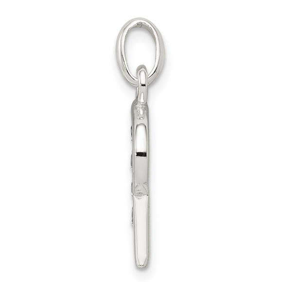 Sterling Silver White CZ Letter R Initial Pendant - Picture 2 of 4